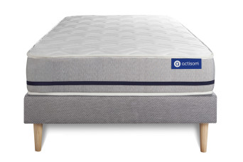 Ensemble Matelas Sommier 80x200 cm - Sommier Gris (en kit) - Actimemo Soft
