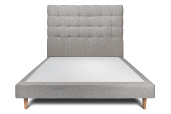 Lit 135x190 cm - Sommier tapissier H29 cm + tête de lit capitonnée - Tissu Bouclette Gris