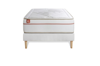 Ensemble Matelas Sommier 90x190 cm - Sommier Blanc (en kit) - Le Paisible