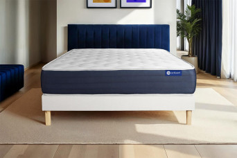 Ensemble Matelas Sommier 120x200 cm - Sommier Blanc (en kit) - Actimemo Sleep